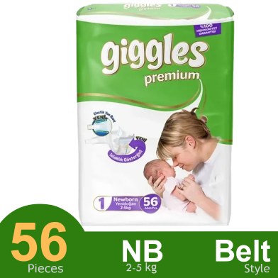 Giggles Premium Belt System Diaper (Newborn) (2-5 Kg) (56 Pcs) image