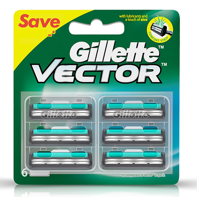 Gillette Vector Shaving Razor Blades - 6 Cartridge image