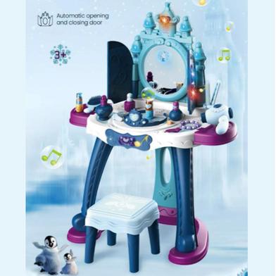 Girls pretend play dressing table toy set with makeup kits and many more accessories automatic door open by sensor light and music 35 pcs image