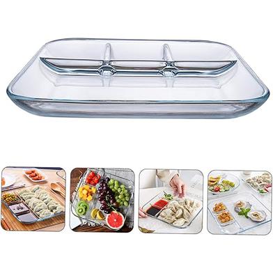 Glass Divider Snack Plate Divided 1pc image