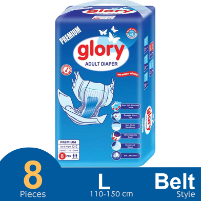 Glory Premium Adult Diaper Size L For Waist 110-150Cm 8pcs image