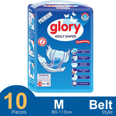Glory Premium Adult Diaper Size M For Waist 80-115Cm 10pcs image