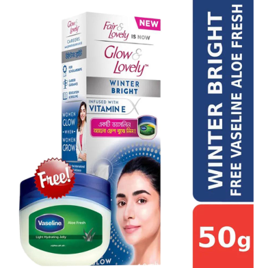 Glow and Lovely Cream Winter 50gm (Aloe Fresh Petroleum Jelly 9ml FREE) image