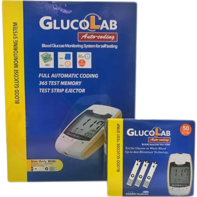 Glucolab Blood Glucose Meter, Vial of 25 strips free with 50 test Strip Combo image