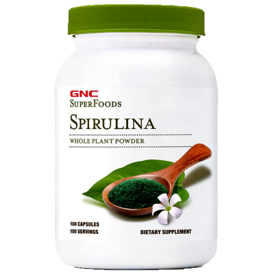 Gnc SuperFoods Spirulina Whole Plant Powder Capsules – 100 Capsules image