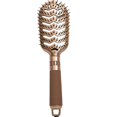 Golden Hollow Wavy Dual-Use Fashion Paddle Hair Comb - 1pc image