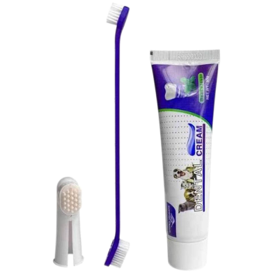 Green Meadow 4 In 1 Dog Dental Care Finger Toothbrush Pet Cat Dog Toothbrush And Toothpaste Set image
