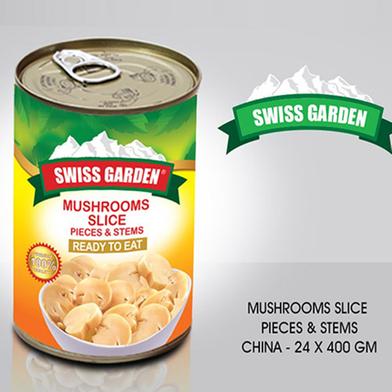 Green Swiss Garden Ready To Eat Slice Mushrooms Can 400gm (China) image