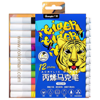 Guangbo 12 Color/Set New Water Based Acrylic Marker Acrylic Pen Round Head Quick Drying Waterproof image
