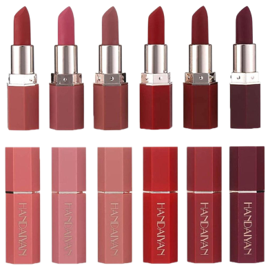 HANDAIYAN 6pcs in one box Velvet Matte Lipstick Waterproof Pigment Lipstick Long Lasting Lipstick Never Fade Lip Stick Makeup image