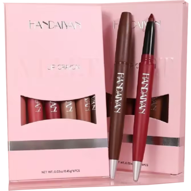 HANDAIYAN Lip Crayon Liner 360 Contour Creamy Touch Full Coverage Longwear Lipstick 6 Pcs Set image