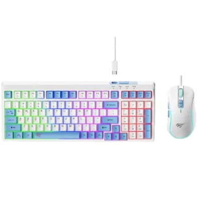 HAVIT KB891CM USB Rainbow Backlit Multi-Function Keyboard And Mouse 2 in 1 Combo image
