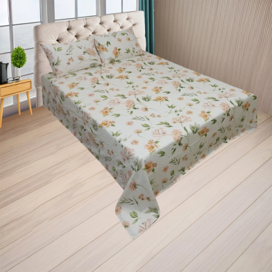 HOMETEX Brown Lantana Bed Sheet - STNF1027 image