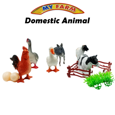 Happy Animal World Plastic Mini Jungle Animals Toys Set Animal Collection For Kids (animal_6pcs_domestic) Domestic Animal -6 Pcs image