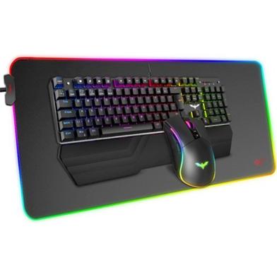 Havit KB511L Gaming Wired RGB Mechanical Keyboard, Mouse and Mouse Pad Combo with Detachable Wrist Rest (3 in 1) image
