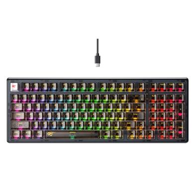 Havit KB875L Gamenote Usb To Type-c Rgb Backlit Custom Lighting Mechanical Keyboard With Transparent Key image