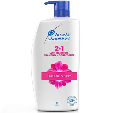 Head And Shoulders 2 in 1 Smooth and Silky Anti Dandruff Shampoo Plus Conditioner for Women and Men - 1L image