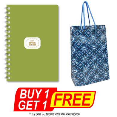 Hearts Imperial Notebook (Small) Drab Green with One pcs Gift Bag Big free