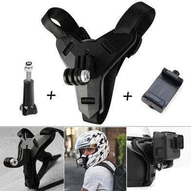 Helmet Chin Mount and Mobile Holder For Smartphone and Action Camera- Black image