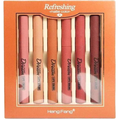 Hengfang Velvet Matte Lipstick Set 6 Colors/set Wholesale Non-stick Cup Lip Gloss Net Red Rose Color Lip Makeup image