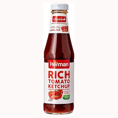 Herman Rich Tomato Ketchup Glass Bottle 340gm (UAE) image