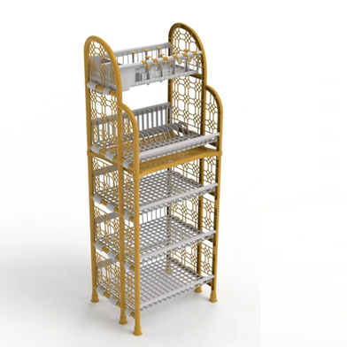 Hexagonal Standard kitchen Rack 5 Step Gold image