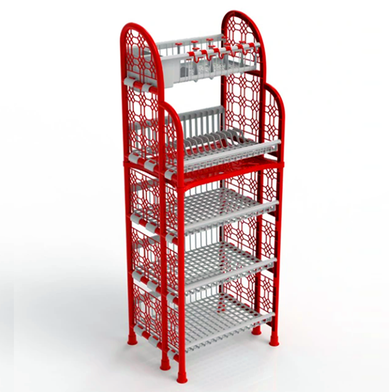 Queen Kitchen Rack 4 Step Red & White TEL