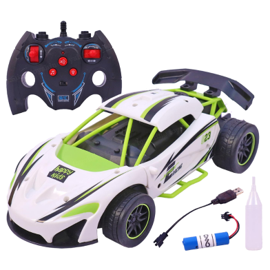 High Speed Racing Rechargeable Car with Light and Spray, Remote Control (RC) Vehicle Toy Car for Kids (car_rc_moka_2065_green) Green image