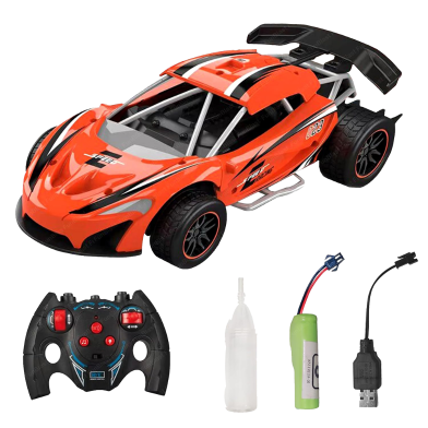 High Speed Racing Rechargeable Car With Light And Spray, Remote Control (RC) Vehicle Toy Car For Kids (car_rc_moka_2065_orange) Orange image