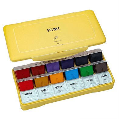Himi Gouache Paint Set- 30ml 18colors Jelly Cup (Yellow Box) image