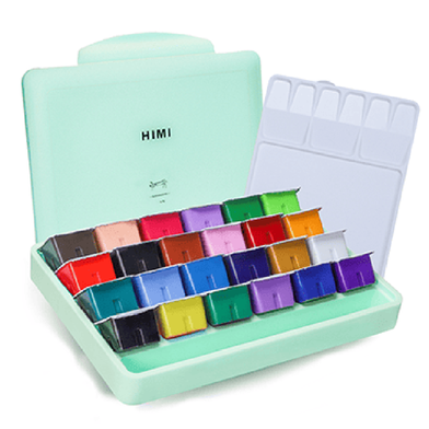 Himi Gouache Paint Set- 30ml 24 colors Jelly Cup (Green Box) image