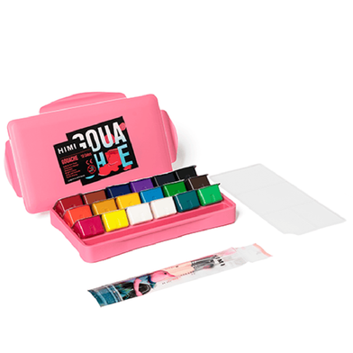 Himi Gouache Set With Brushes- 18colors 30ml (Pink) image