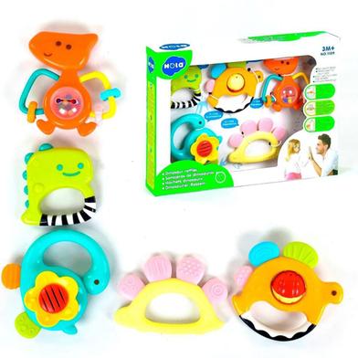 Hola Baby Rattles Set Baby Teethers Set For Newborn Baby Toddler Toy Gift Set (1109) image