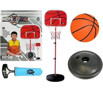 Hongdeng Basketball Play Set Toy for Kids 2 in 1 Adjustable Height 170 CM with Ball and Pumper image