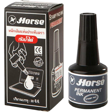 Horse Stamp Pad Refill Ink 30cc. Black (2 Pcs Set) image