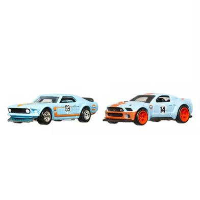 Hot Wheels Premium 2 Pack 1969 Ford Mustang Boss 302 And 2014 Custom Mustang image