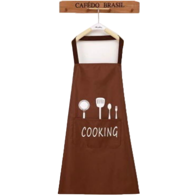 Household Hand-Wiping Waterproof and Oil-Proof Kitchen Chef Cooking Apron With Pockets For Women (Random Color) image