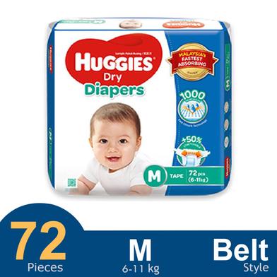 Huggies 2x Drier Dry Belt System Baby Diapers (M Size) (6-11kg) (72pcs) (Malaysia) image
