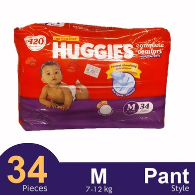Huggies Complete Comfort Wonder Pants System Baby Diaper (M Size) (7-12 Kg) (34pcs) image