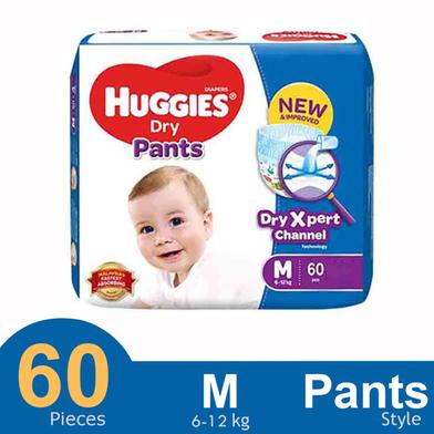 Huggies Dry Xpert Channel Pants System Baby Diaper (MSize) (6-12kg) (60 pcs) image