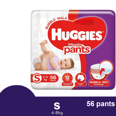 Huggies Wonder Pant System Baby Daiper (4-8 kg) (56 Pcs) image