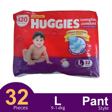 Huggies Wonder Pant System baby Daiper (L Size) (9-14kg) (32Pcs) image