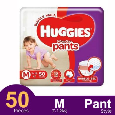 Huggies Wonder Pant System baby Daiper (M Size) (7-12kg) (50Pcs) image