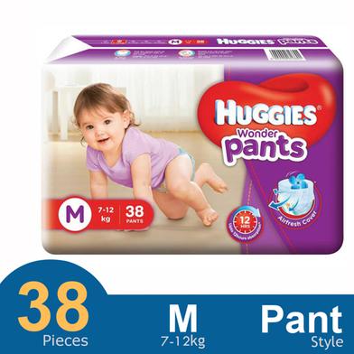 Huggies Wonder Pant System baby Daiper (M Size) (7-12kg) (38Pcs) image