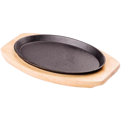 IHW Cast Iron Sizzling Plate Wood Base 1 Pcs - T12CPSM image