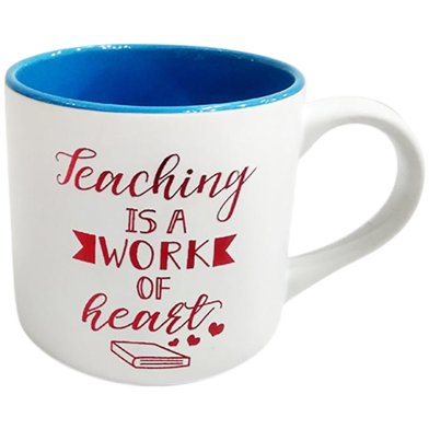 IHW Ceramic Coffee Mug Teaching Is a Work of Heart Sky Blue Color - TE158 image