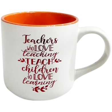 IHW Ceramic Coffee Mug Teaching Is a Work of Heart Orange Color - TE158 image