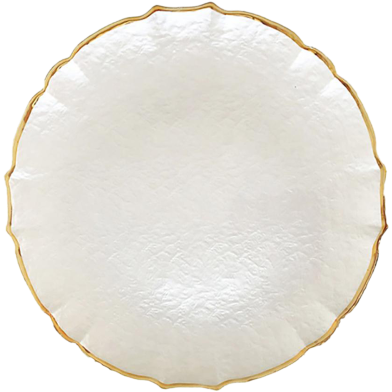 IHW Glass Plate With White Gold Rim 33x2cm 1 Pcs - AT70115 image