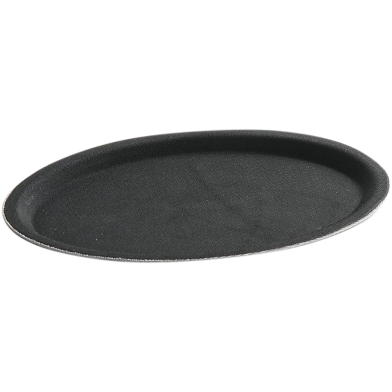 IHW Tray Fiber Non-Slip Black 11 Inch Oval - 1100CTUSAB image