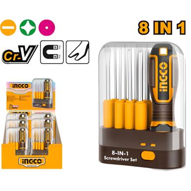 INGCO AKISD0901 Interchangeable Screwdriver Set 9 Pcs image